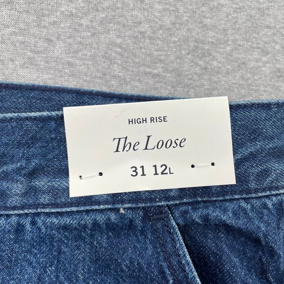 Abercrombie & Fitch High Rise Loose Jeans Womens 31 / 12 Long Blue Dark Wash NWT - Picture 4 of 16